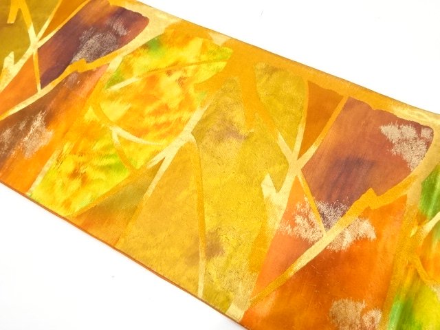 JAPANESE KIMONO / ANTIQUE FUKURO OBI / SILK / WOVEN ABSTRACT