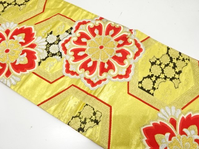 JAPANESE KIMONO / ANTIQUE FUKURO OBI / WOVEN KIKU