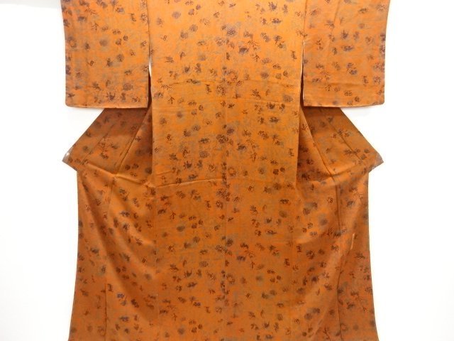 SALE!! 赤城右堂作 縮緬地草木型染花鳥模様小紋着物