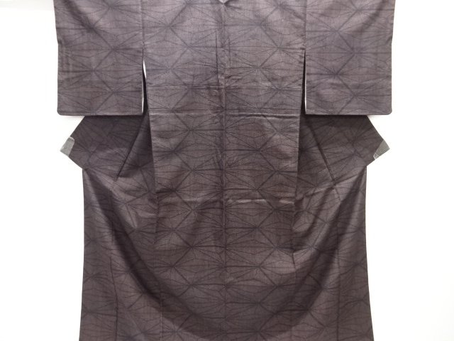 SALE!! 重要無形文化財本場結城紬100亀甲麻の葉模様織出し着物