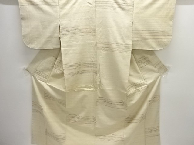 JAPANESE KIMONO / ANTIQUE KIMONO / SILK / TSUMUGI / WOVEN STRIPE