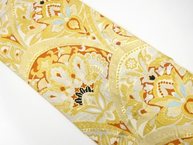 JAPANESE KIMONO / ANTIQUE FUKURO OBI / SILK / WOVEN FLORAL SARASA
