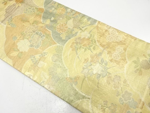 佐賀錦　雲に草花・古典柄織り出し　袋帯
