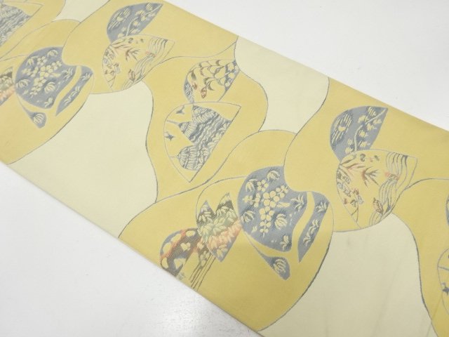 アンティーク　遠山に草花模様織り出し袋帯（材料）