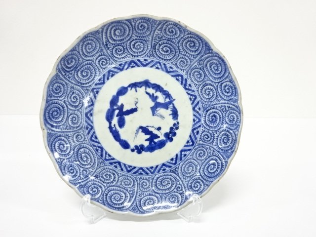 古伊万里　染付　蛸唐草　八寸皿
