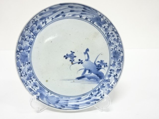 藍九谷　古伊万里　染付　七寸皿