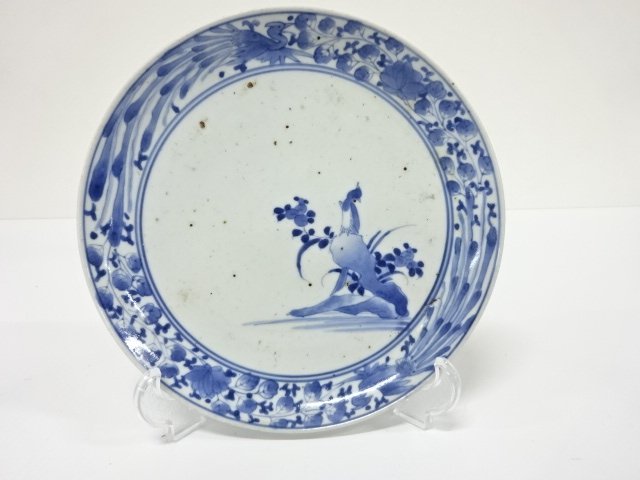 藍九谷　古伊万里　染付　七寸皿