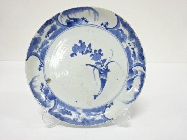 藍九谷　古伊万里　染付　七寸皿