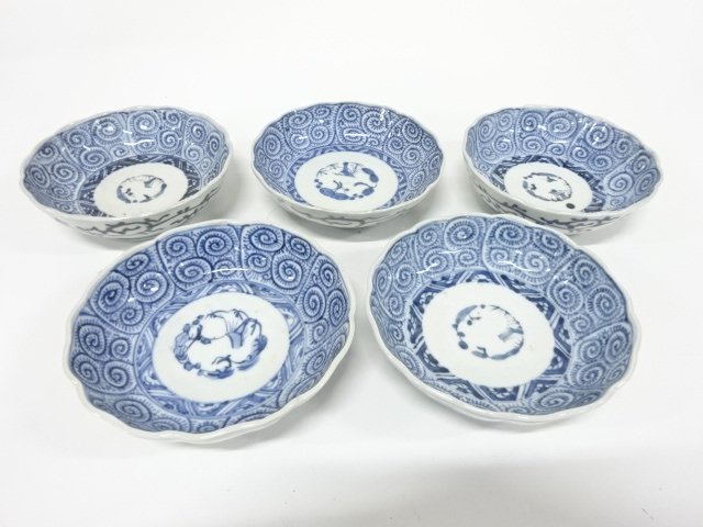 古伊万里　染付　蛸唐草　なます皿　5客