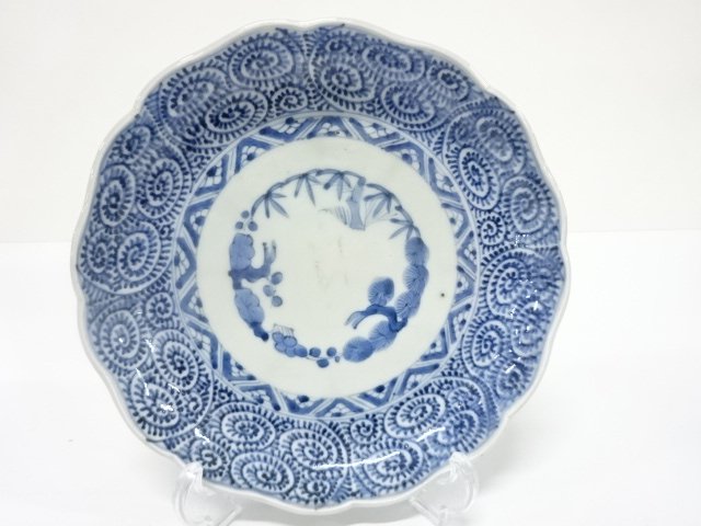 古伊万里　染付　蛸唐草　七寸皿