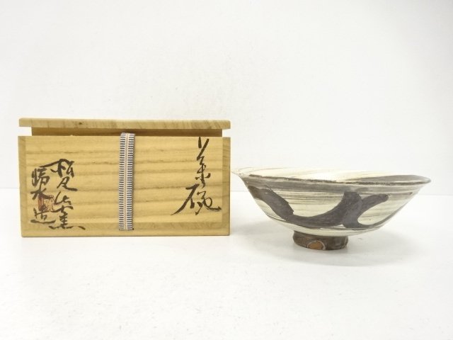 JAPANESE TEA CEREMONY / FLAT TEA CHAWAN / BRUSH-MARKED / ARTISAN WORK