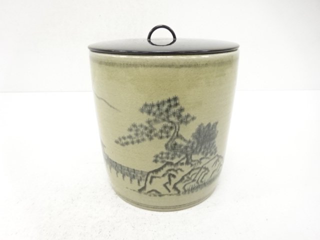 膳所焼　高橋雄松苑造　近江八景　水指