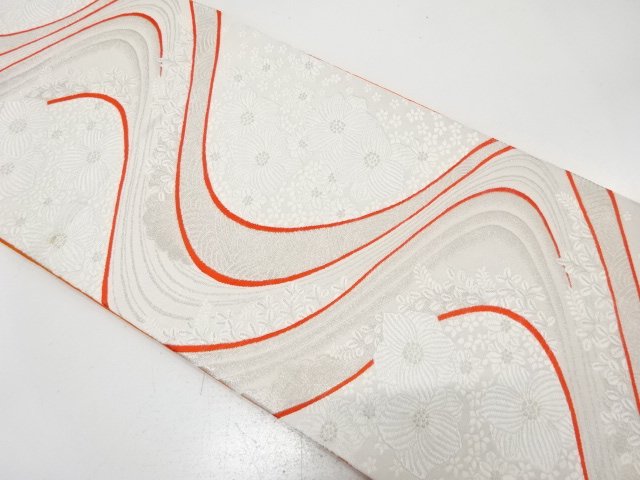 アンティーク　流水に花模様織り出し袋帯（材料）