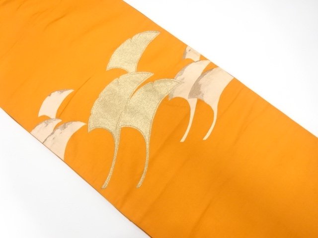 JAPANESE KIMONO / ANTIQUE FUKURO OBI / SILK / WOVEN GINKGO