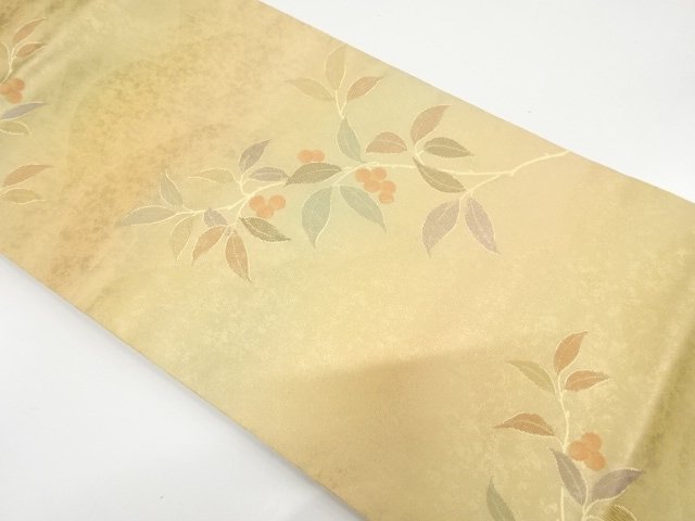 作家物　引箔　木の実模様織り出し　名古屋帯