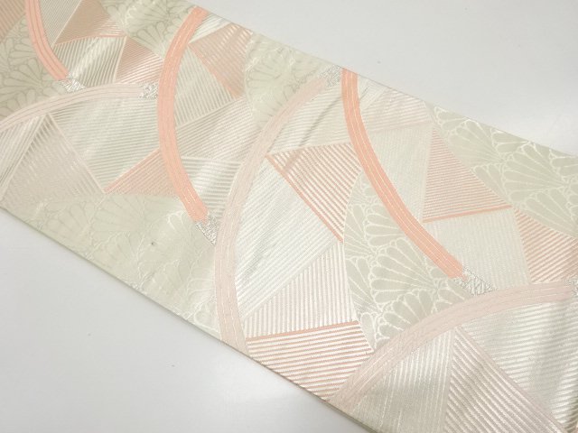 幾何学に菊模様織り出し　袋帯