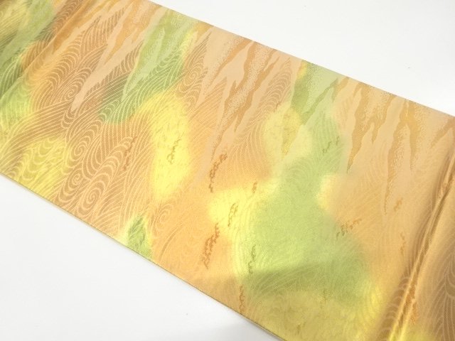 JAPANESE KIMONO / ANTIQUE FUKURO OBI / A FLOWING WATER PATTERN WOVEN T