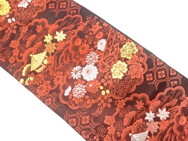 JAPANESEKIMONO / ANTIQUE WEAVING GRASS / FLOWER PATTERN YASHIKI NAGOYA