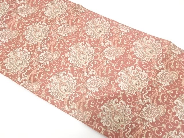 JAPANESE KIMONO / ANTIQUE NAGOYA OBI / SILK / WOVEN CHINESE FLOWERS