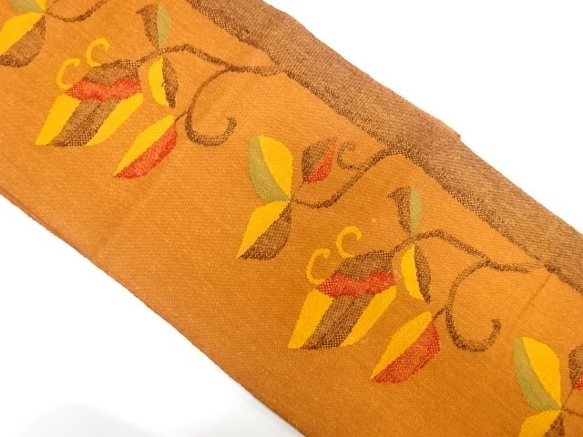 JAPANESE KIMONO / HAND WOVEN MAWATA TSUMUGI / BRANCH / LEAF PATTERN WE