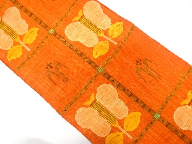 JAPANESE KIMONO / TSUMUGI ENSHU CAMELLIA PATTERN WOVEN LATTICEWORK NAG