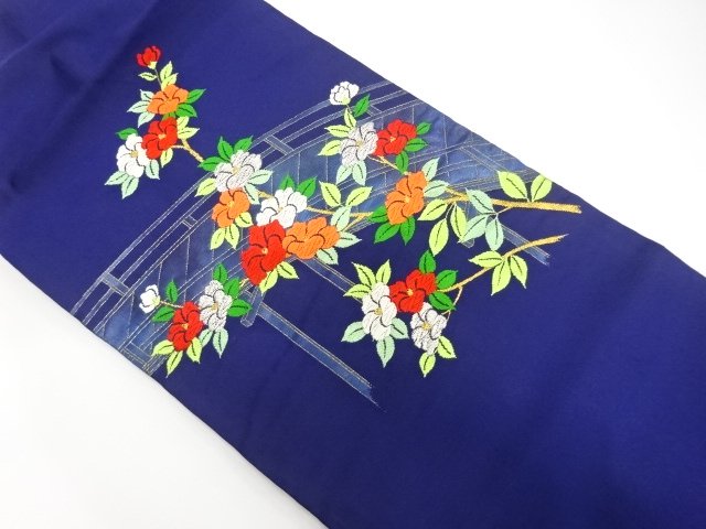 JAPANESE KIMONO / CAMELLIA PATTERN WOVEN A BRIDGE NAGOYA OBI