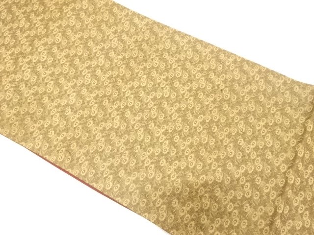 アンティーク　花模様織り出し全通袋帯（着用可）