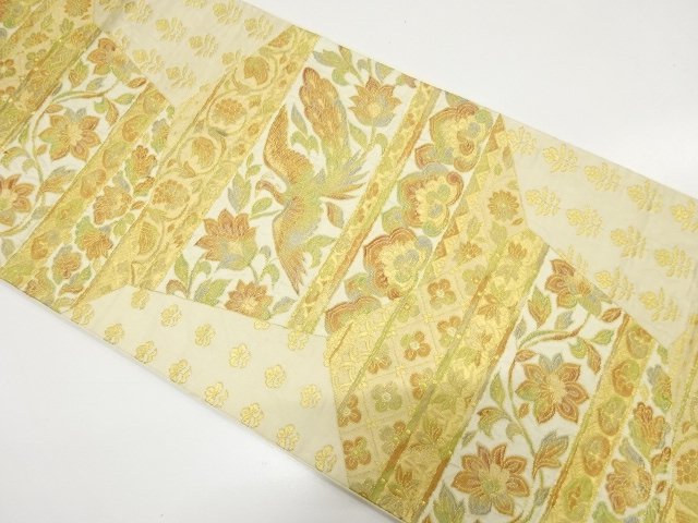 アンティーク　きりばめ風　花鳥模様織り出し袋帯（材料）