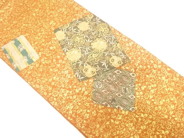 JAPANESE KIMONO / ANTIQUE FUKURO OBI / SILK / WOVEN FLOWER & BIRD