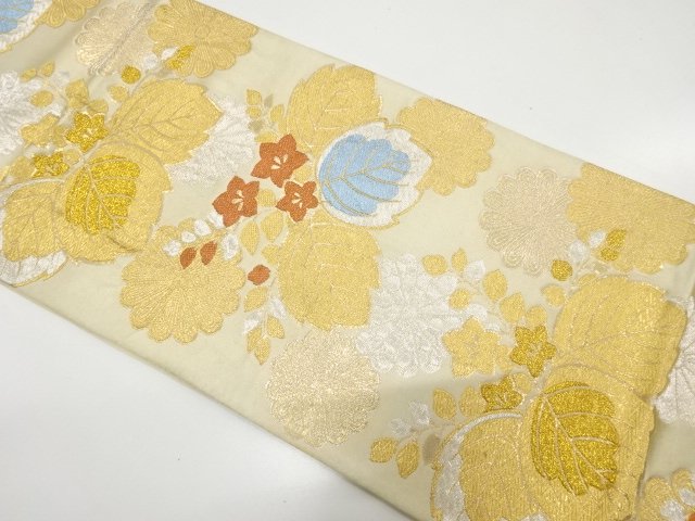 アンティーク　桐に菊模様織り出し袋帯（材料）