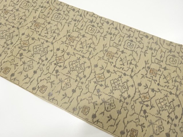 アンティーク　抽象枝花模様織り出し名古屋帯（着用可）