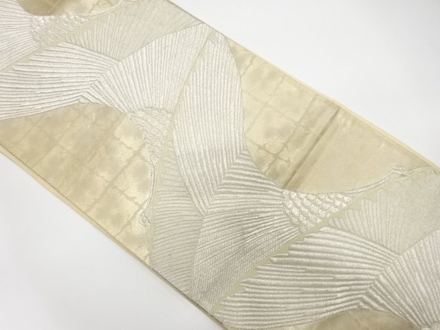 JAPANESE KIMONO / ANTIQUE FUKURO OBI / SILK / WOVEN CRANE