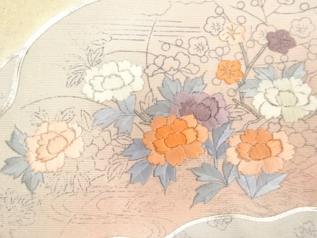 JAPANESE KIMONO / ANTIQUE MICHINAGA-STYLE OBI / CHRYSANTHEMUM / PLUM /