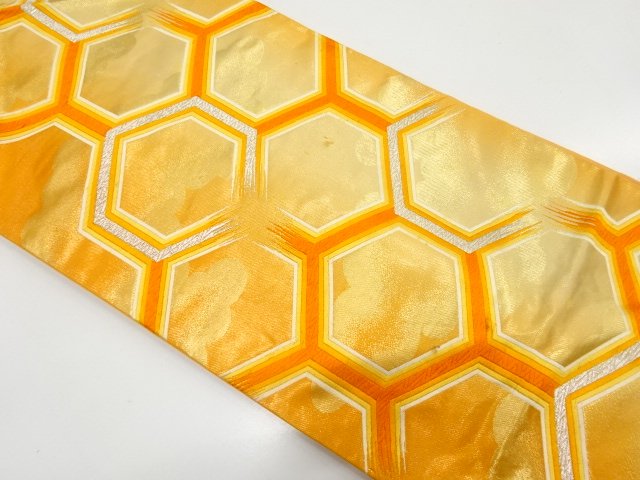 JAPANESE KIMONO / ANTIQUE TORTOISESHELL PATTERN WOVEN FUKURO OBI (MATE