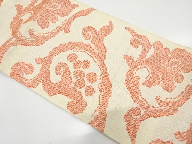 JAPANESE KIMONO / ANTIQUE HANDWOVEN MAWATA TSUMUGI GRAPE / ARABESQUE P