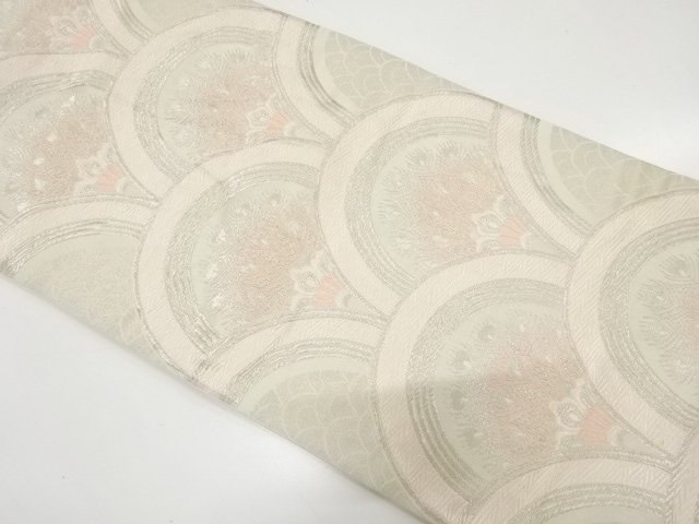 JAPANESE KIMONO / ANTIQUE FUKURO OBI (MATERIAL) / WOVEN- PEACOCK FEATH