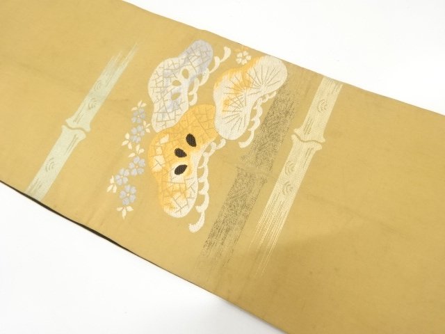 JAPANESE KIMONO / ANTIQUE KASAMATSU / BAMBOO / CHERRY BLOSSOM WOVEN- P