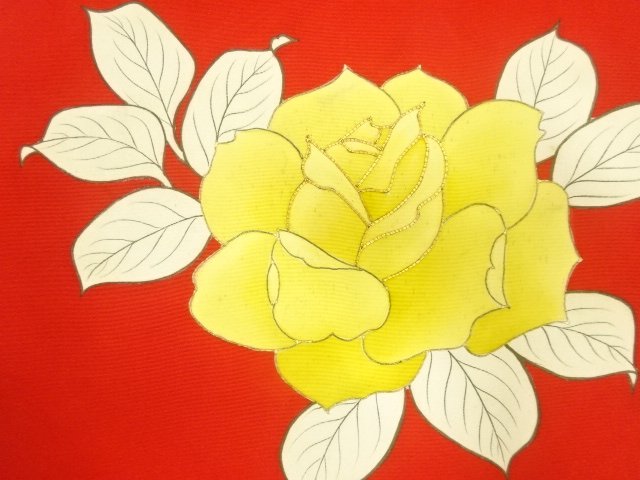 JAPANESE KIMONO / ANTIQUE SHIOZE ROSE PATTERN EMBROIDERY NAGOYA OBI