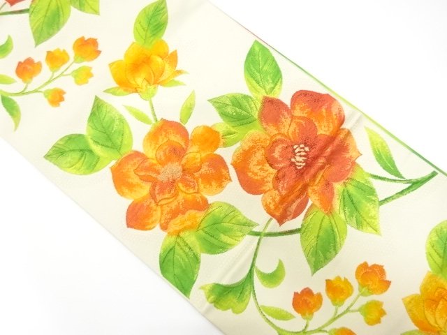 JAPANESE NAGOYA OBI / CHIKUZEN HAKATA / WOVEN FLOWER