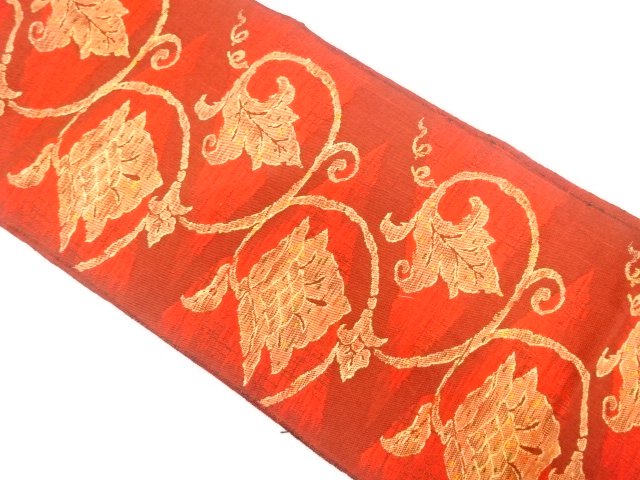 JAPANESE KIMONO / NAGOYA OBI / TSUMUGI / WOVEN ARABESQUE FLOWER 