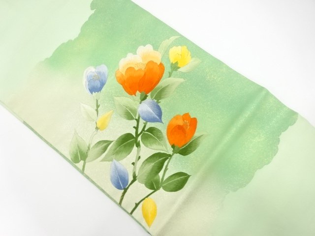 JAPANESE KIMONO / NAGOYA OBI / HIKIHAKU / EMBROIDERY / FLOWER 