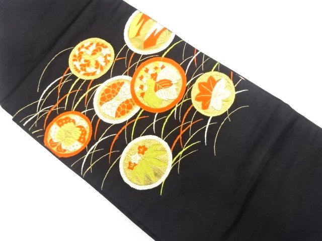 JAPANESE KIMONO / NAGOYA OBI / WOVEN BUTTERFLY & PLANT 