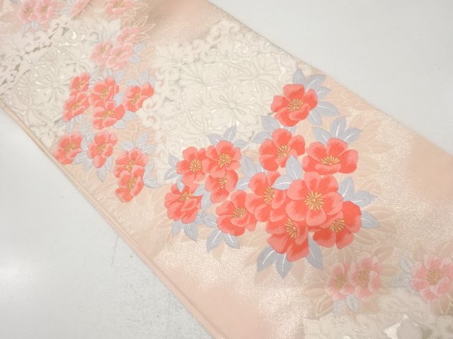 アンティーク　花模様織り出し袋帯（材料）