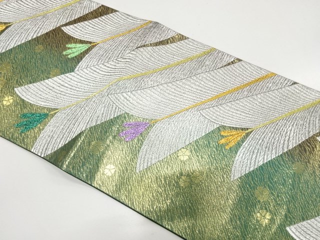 JAPANESE FUKURO OBI FOR FURISODE / WOVEN YOUNG PINE