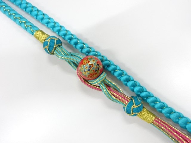 JAPANESE KIMONO / HAND-TIED OBIJIME CORD FOR FURISODE / SILK