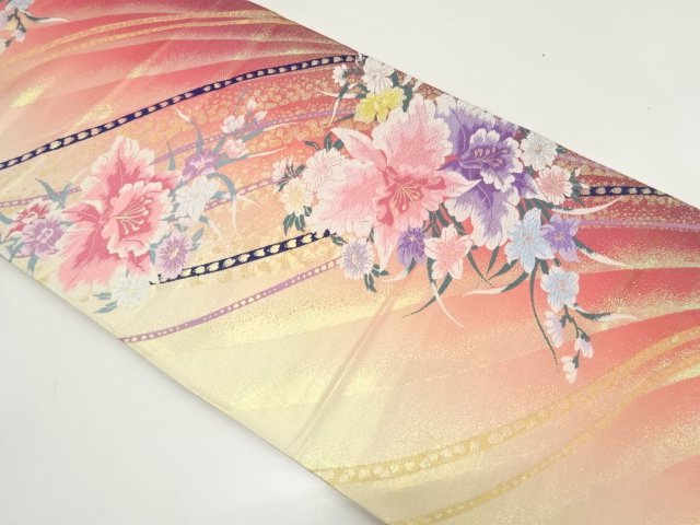JAPANESE FUKURO OBI FOR FURISODE / WOVEN FLOWER