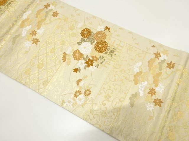 JAPANESE KIMONO / FUKURO OBI / WOVEN KIKU & MAPLE