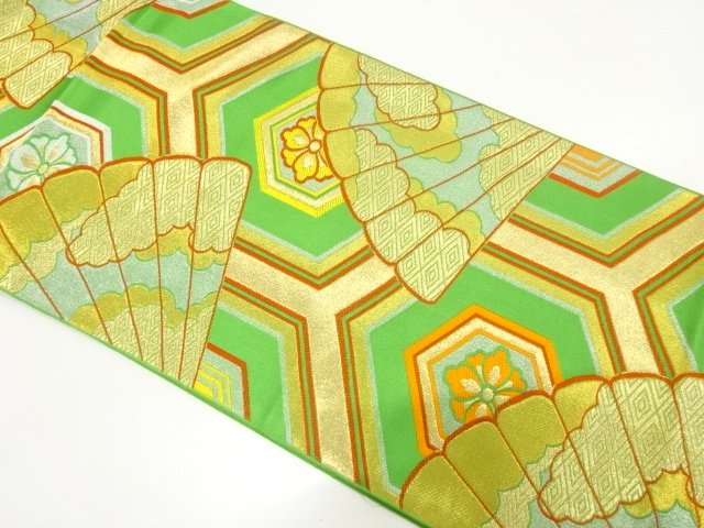 JAPANESE KIMONO / FUKURO OBI / WOVEN KIKKO & FOLDING FAN 