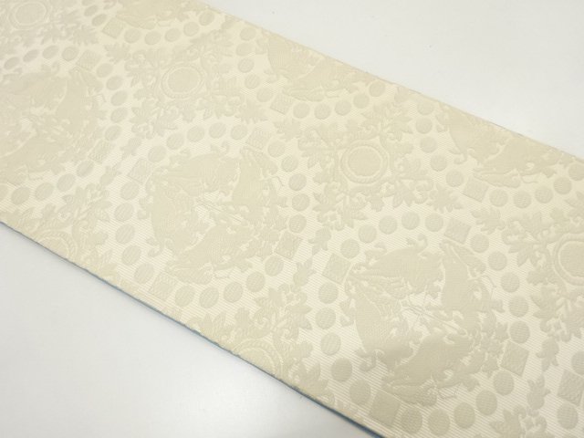 JAPANESE KIMONO / ANTIQUE HUNTING PATTERN WOVEN FUKURO OBI (MATERIALS)