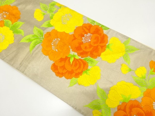 JAPANESE KIMONO / ANTIQUE DOUBLE CHERRY BLOSSOM PATTERN WOVEN FUKURO O